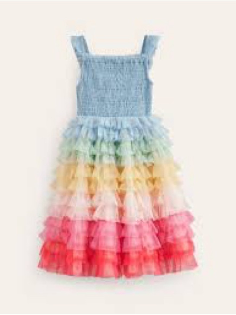 Mini Boden Girls Rainbow Tiered Tulle Dress - Blue Bodice